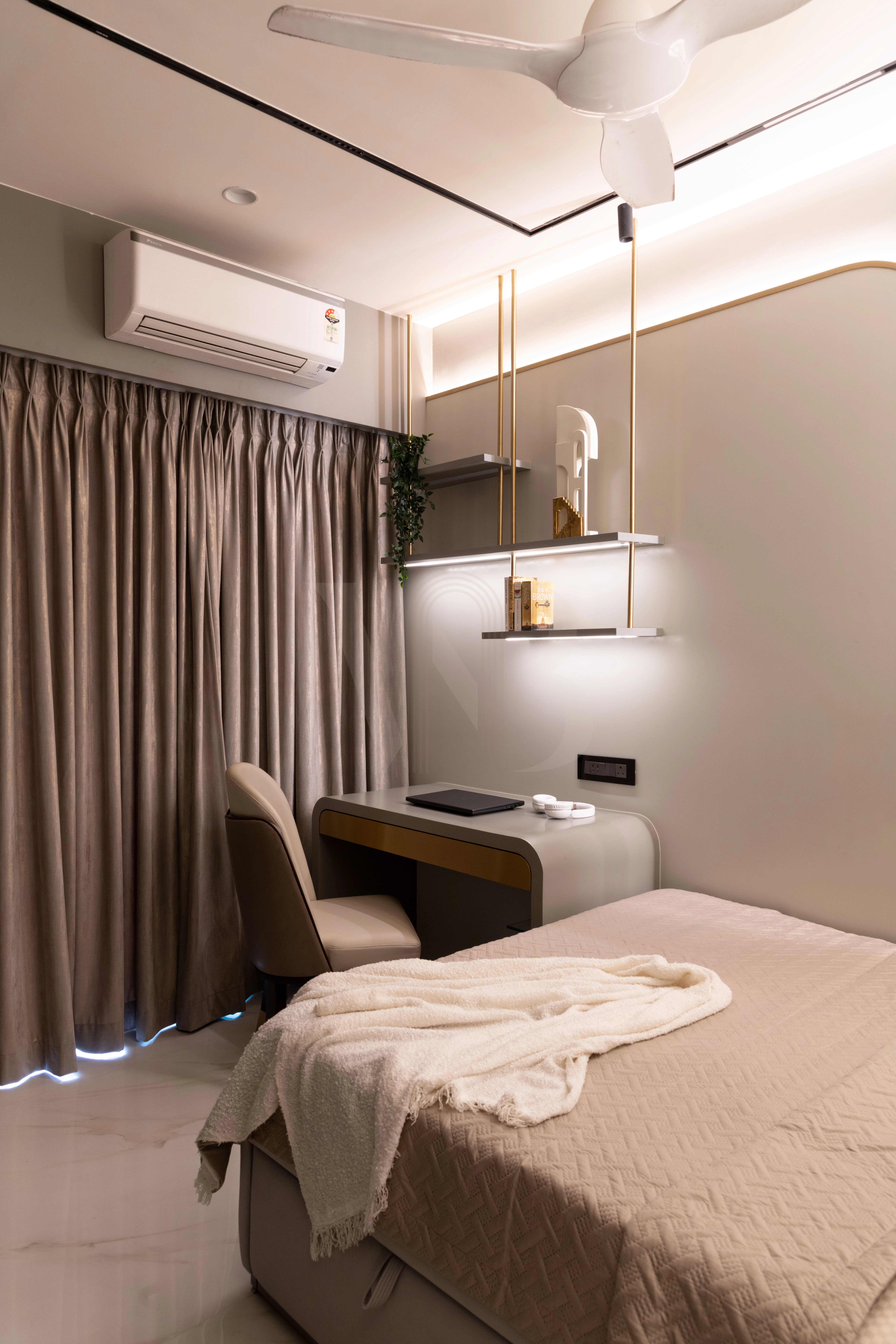 Custom fluted bedside joinery