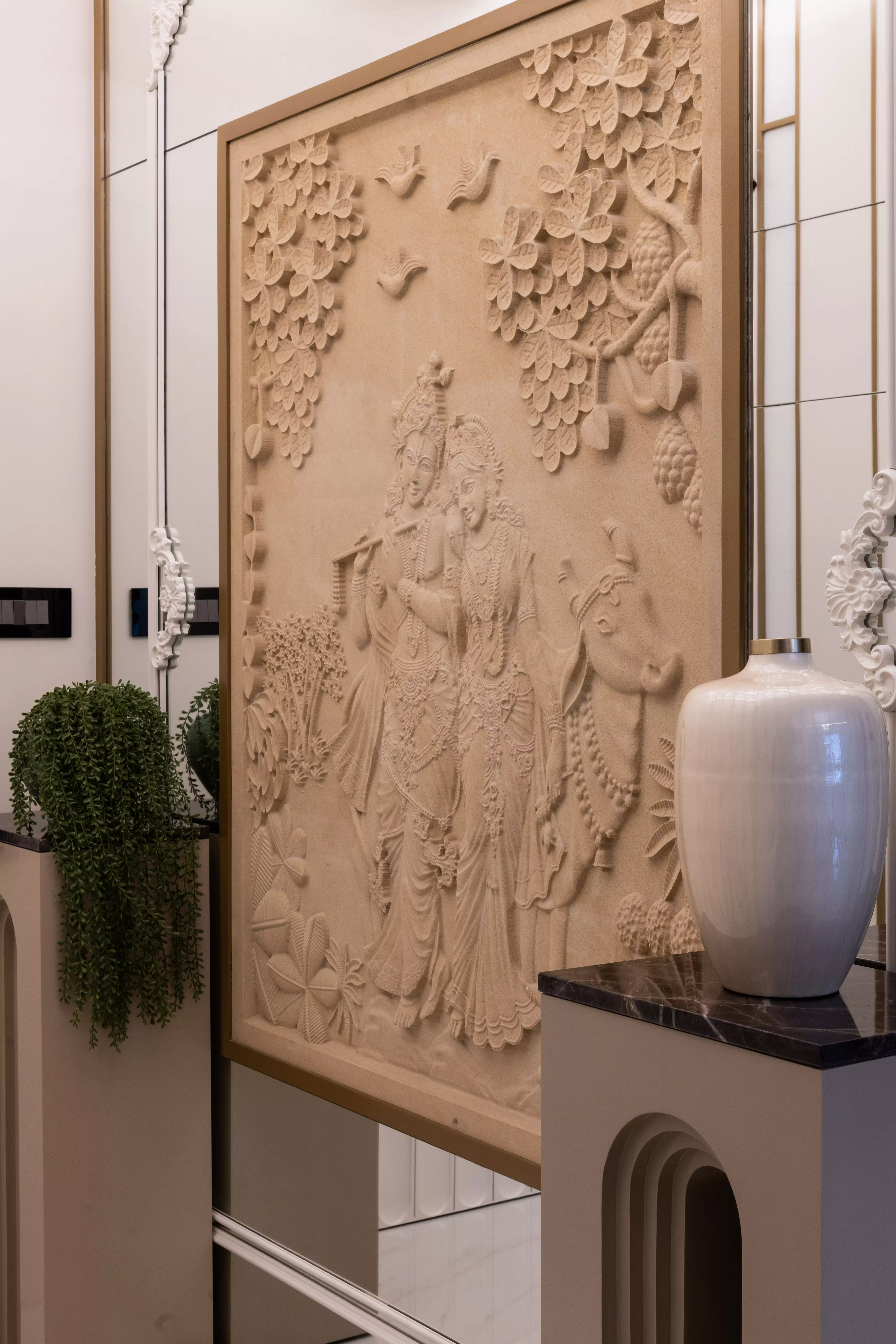 Custom CNC carved wooden relief art