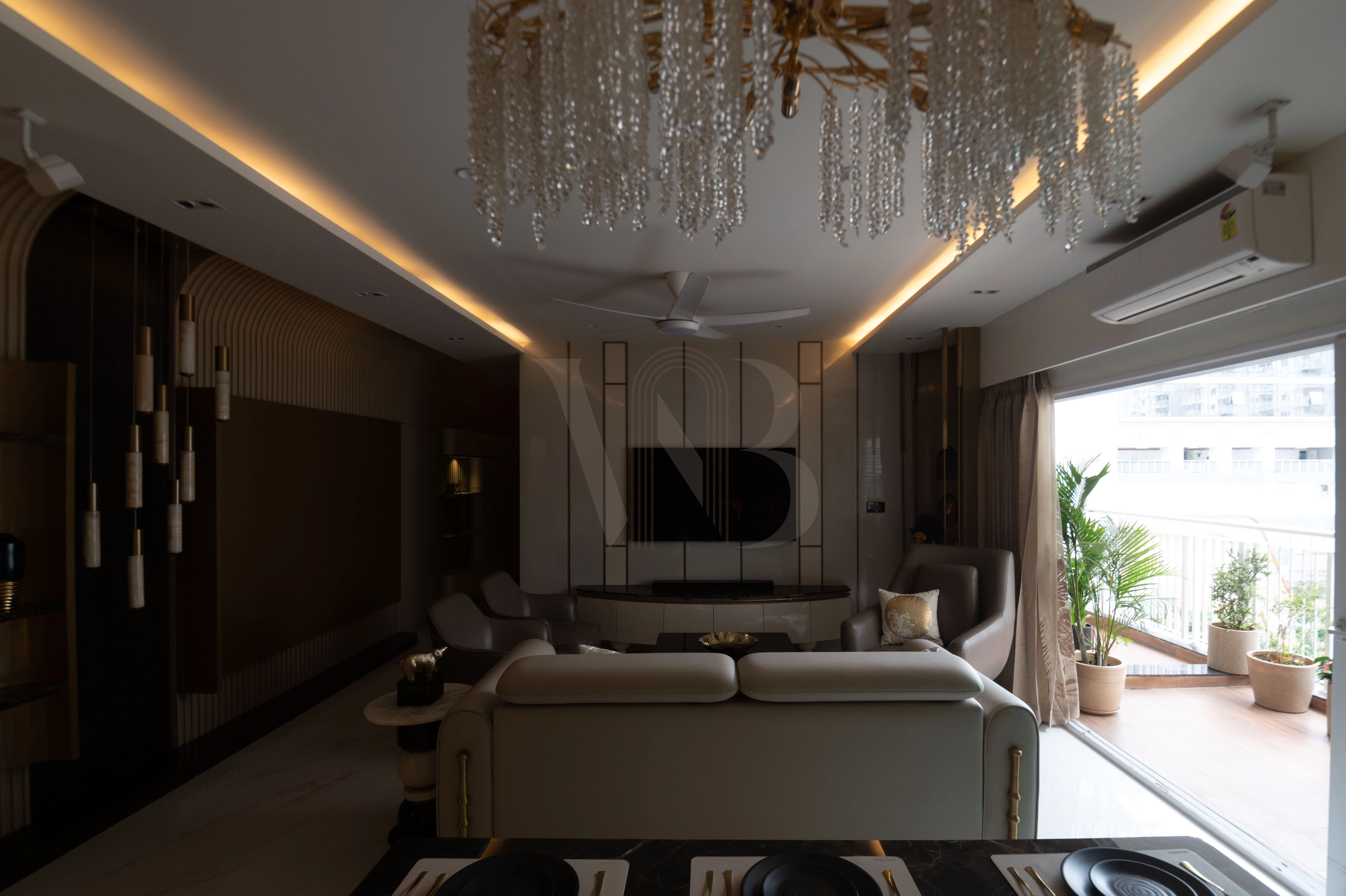 Contemporary living room seating arrangement