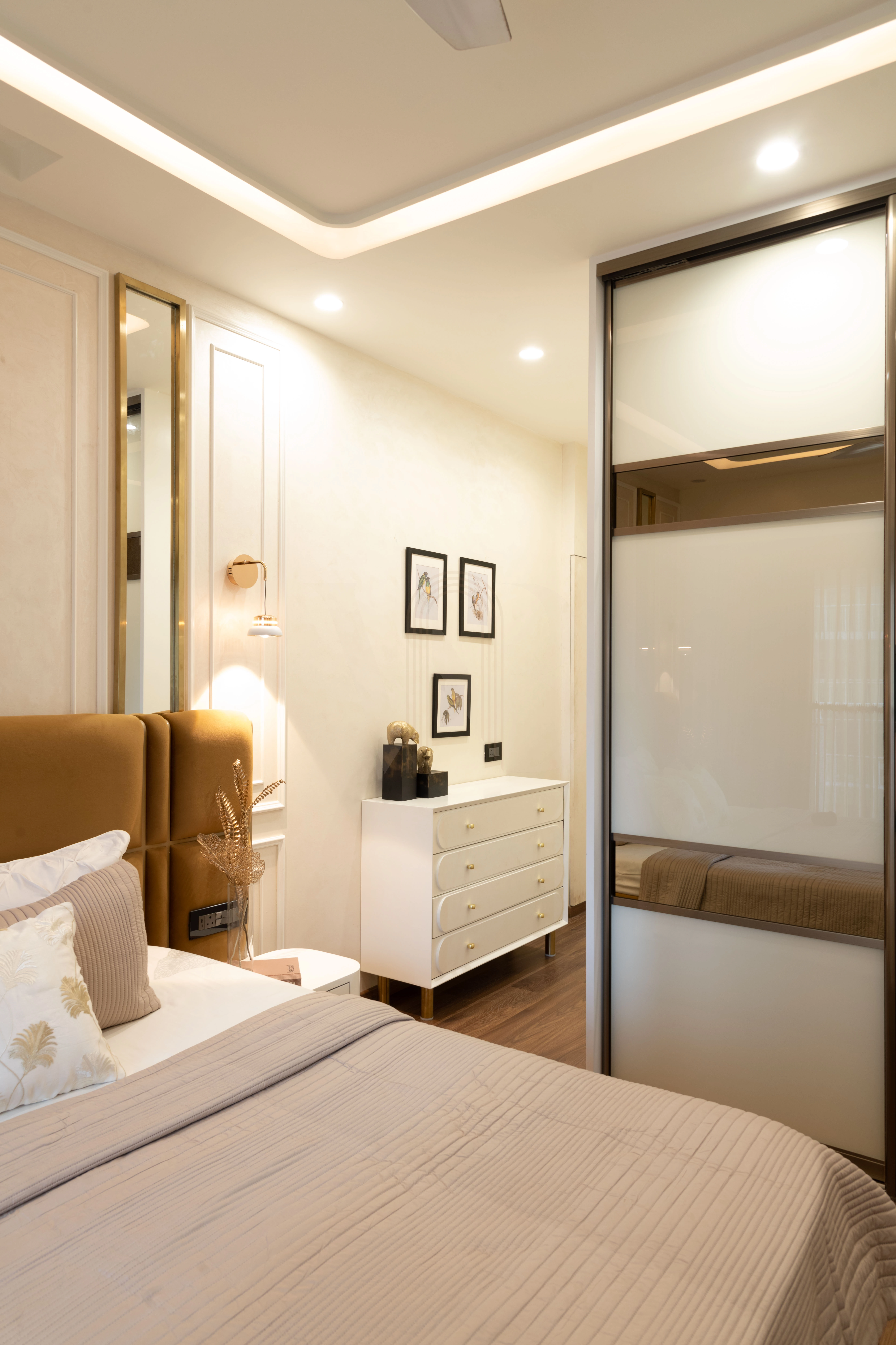 Warm ambient master suite lighting