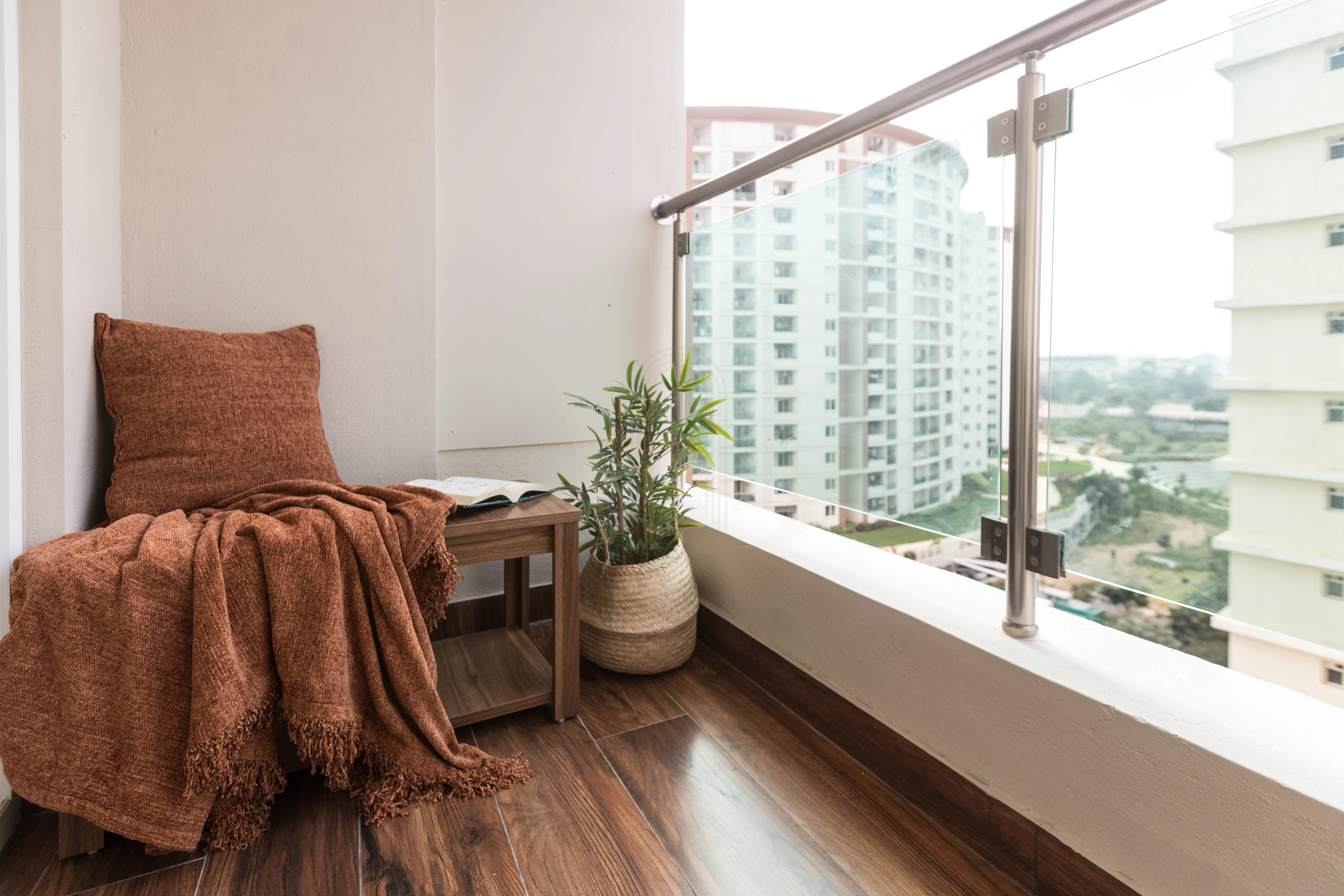 Balcony outdoor cozy seating arrangement