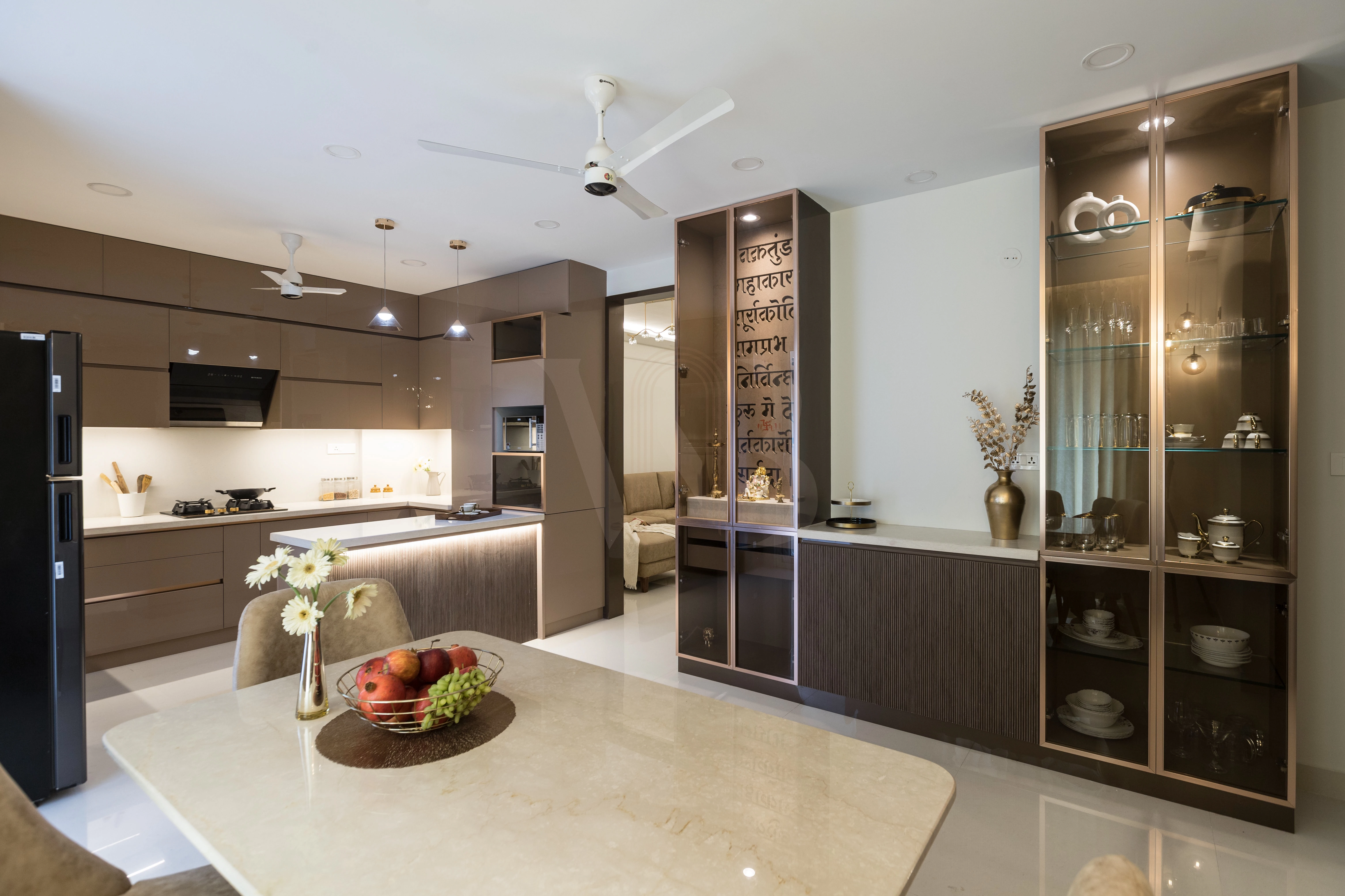 Dining accent wall paneling with soft textures