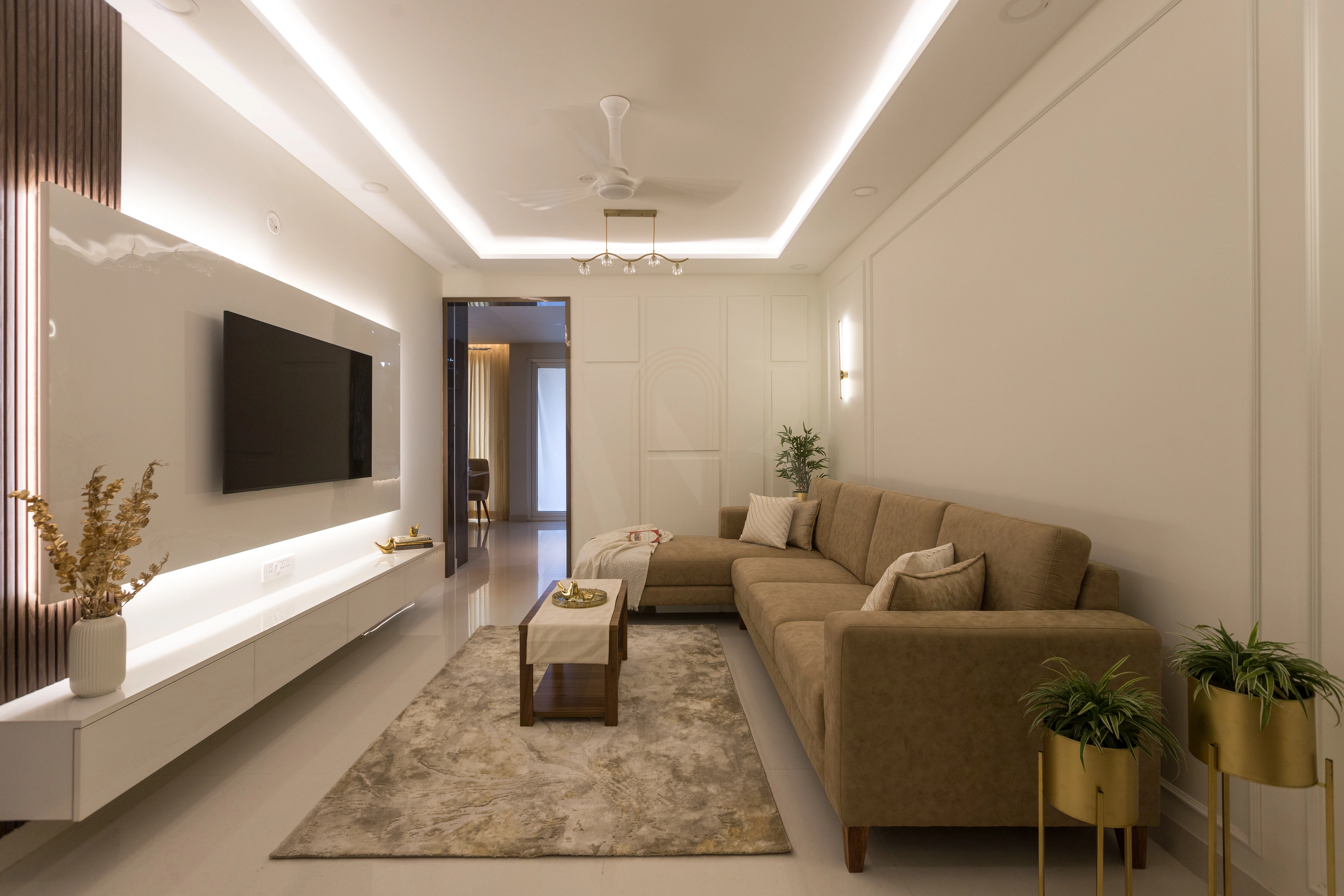 Textured living room wall finish and decor
